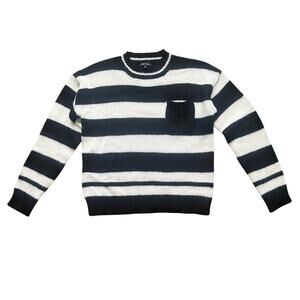 Olive Scent Striped Knit Crewneck Sweater Size Small Black White Grunge Coquette